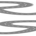 Curving winding road or highway with center cartoon illustration isolated on white Royalty Free Stock Photo