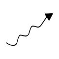 curvy arrows. direction indicator. vector illustration hand drawn in doodle line art style. monochrome, scandinavian
