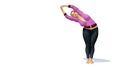 Curvy blonde woman in half moon yoga pose Royalty Free Stock Photo