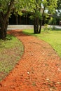 Bricked pathway in the sunshine garden Royalty Free Stock Photo