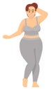 Curvy female model posing in sportswear semi flat RGB color vector illustration