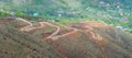 Curvy hilly road in Astanmarg, Srinagar, Kashmir. Curved roads of HImalayas Royalty Free Stock Photo