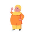 curvy moslem woman obese weight scale obesity overweight big plus size illustration character