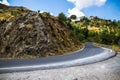 Curvy mountain road in Mediterranean mountains, Royalty Free Stock Photo