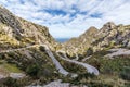 Curvy mountain road to Sa Calobra in Mallorca Royalty Free Stock Photo