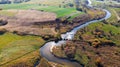 Curvy Nida River Bends in Swietokrzyskie,Poland. Aerial Drone View Royalty Free Stock Photo