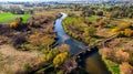 Curvy Nida River Bends in Swietokrzyskie,Poland. Aerial Drone View Royalty Free Stock Photo