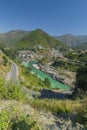 Curvy road at Devprayag, Godly Confluence,Garhwal,Uttarakhand, India. Here Alaknanda meets the Bhagirathi river and both rivers