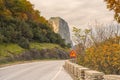 Curvy road in Meteora with sign, Greece