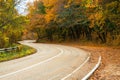 A curvy road in the mountains, beautiful autumn trees Royalty Free Stock Photo