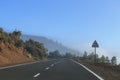 Curvy road Road. Teide National Park winter season