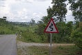 Curvy Road Sign In Laos Royalty Free Stock Photo