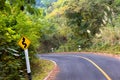 Curvy road sign on mountain Royalty Free Stock Photo