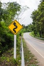 Curvy road sign to the mountain Royalty Free Stock Photo