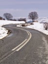 Curvy road on snow covered land Royalty Free Stock Photo