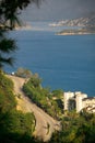 Curvy road view from Marmaris Bay, Icmeler beach, Turkey. Holiday, travel and summer background