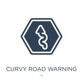curvy road warning icon in trendy design style. curvy road warning icon isolated on white background. curvy road warning vector