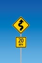 Curvy road warning sign Royalty Free Stock Photo