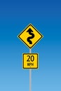 Curvy road warning sign Royalty Free Stock Photo