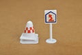 Curvy road warning sign and plastic cones Royalty Free Stock Photo