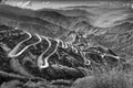 Curvy roads , Silk trading route between China and India Royalty Free Stock Photo