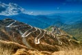 Curvy roads , Silk trading route between China and India Royalty Free Stock Photo