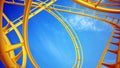 Curvy roller coaster rails in the sky. 3D illustration Royalty Free Stock Photo