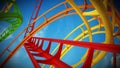 Curvy roller coaster rails in the sky. 3D illustration Royalty Free Stock Photo