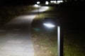 Curvy walk path at night illuminated with a lights in Denmark Europe Royalty Free Stock Photo