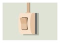 Curvy wall electric switch button. Simple flat illustration