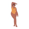 Curvy woman posing in swimwear. Concept of plus size models, body positivity