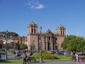 Cusco cathedral and main square with gardens