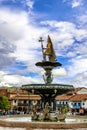 Statue of Pachacuti at the Plaza de Armas of Cusco in Peru Royalty Free Stock Photo