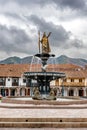 Statue of Pachacuti at the Plaza de Armas of Cusco in Peru Royalty Free Stock Photo