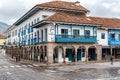 Colonial building located at the corner of Plaza Armas in Cusco, Peru Royalty Free Stock Photo