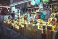 Colorful San Pedro market cheese in Cusco, Peru. Royalty Free Stock Photo