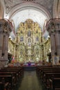 Cusco, Peru - Dec 5, 2022: Altar and interior of the Church of La Compania de Jesus