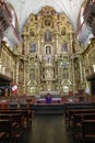 Cusco, Peru - Dec 5, 2022: Altar and interior of the Church of La Compania de Jesus