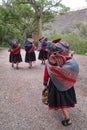 Cusco, Peru - Dec 4, 2022: Weavers from the Cusco Centre for Traditional Textiles Royalty Free Stock Photo