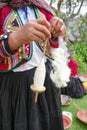 Cusco, Peru - Dec 4, 2022: Weavers from the Cusco Centre for Traditional Textiles Royalty Free Stock Photo