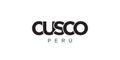 Cusco in the Peru emblem. The design features a geometric style, vector illustration with bold typography in a modern font. The