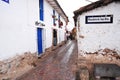 Cusco , Peru Unidentified people on the street of san blas town Royalty Free Stock Photo