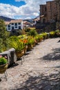 Uins of the Temple dedicated to Sun God in Koricancha complex of Inca Empire located at Convent of Santo Domingo in the city of Cu