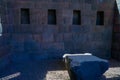 Uins of the Temple dedicated to Sun God in Koricancha complex of Inca Empire located at Convent of Santo Domingo in the city of Cu