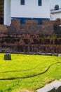 Uins of the Temple dedicated to Sun God in Koricancha complex of Inca Empire located at Convent of Santo Domingo in the city of Cu