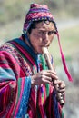 Cusco / Peru - May 29.2008: Portrait of a man, shepherd, goat herder, dressed up in native, peruvian costume Royalty Free Stock Photo