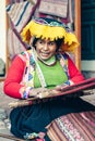 Cusco / Peru - May 26.2008: Portrait of a sewer woman, seamstress at work