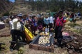 Locals celebrating The Day of the Dead or \'DÃ­a de los Difuntos\' in San Jose de Huancaro Cementery.