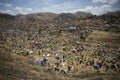 Locals celebrating The Day of the Dead or \'DÃ­a de los Difuntos\' in San Jose de Huancaro Cementery.