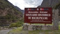 Sign welcoming trekkers to the Inca Trail to Machu Picchu. Cusco, Peru Royalty Free Stock Photo